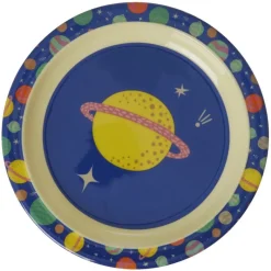 La Vaisselle Pour Enfant<Rice Assiette Plate Bleu Galaxy Print en mélamine,