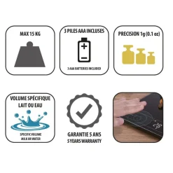 Balances De Cuisine<CRISTEL Balance de cuisine 15kg,