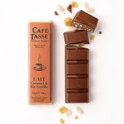 Le Chocolat<Café Tasse Barre de chocolat au Lait Caramel et Riz Soufflé,