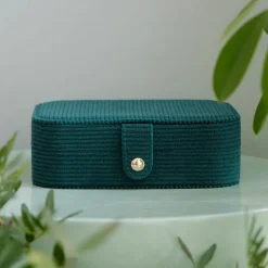 Les Bijoux|Les Accessoires<Maison Scarlett Boîte à Bijoux de Voyage Brigitte Velours Côtelé Vert,
