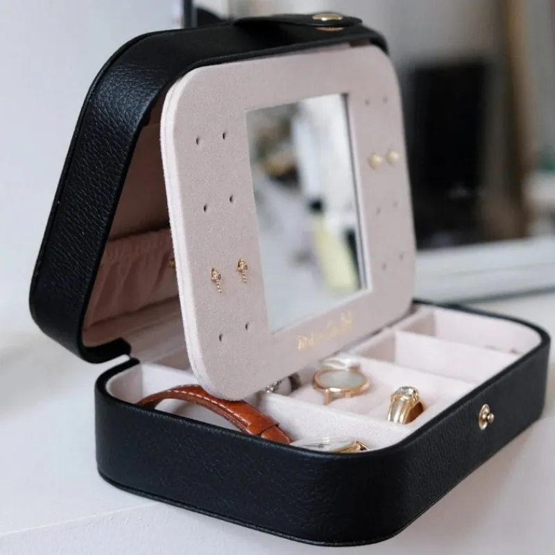 Les Bijoux|Les Accessoires<Maison Scarlett Boîte à Bijoux de Voyage Brigitte Cuir Noir,