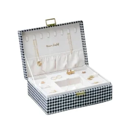 Les Bijoux|Les Accessoires<Maison Scarlett Boîte à Bijoux Louise Pied de Poule Noir,