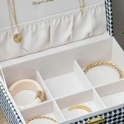 Les Bijoux|Les Accessoires<Maison Scarlett Boîte à Bijoux Louise Pied de Poule Noir,