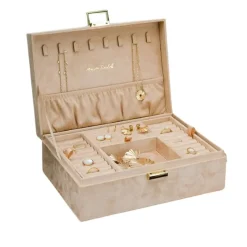 Les Bijoux|Les Accessoires<Maison Scarlett Boîte à Bijoux Louise Velours Beige,
