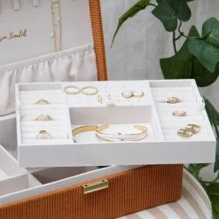 Les Bijoux|Les Accessoires<Maison Scarlett Boîte à Bijoux Louise Velours Côtelé Camel,