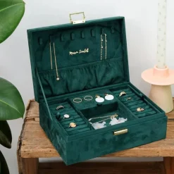 Les Accessoires|Les Bijoux<Maison Scarlett Boîte à Bijoux Louise Velours Vert,
