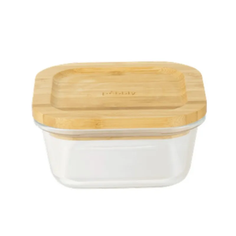 Boîtes Repas Et Accessoires|Boîtes Hermétiques<PEBBLY Boîte carrée en verre et bambou 520ml,