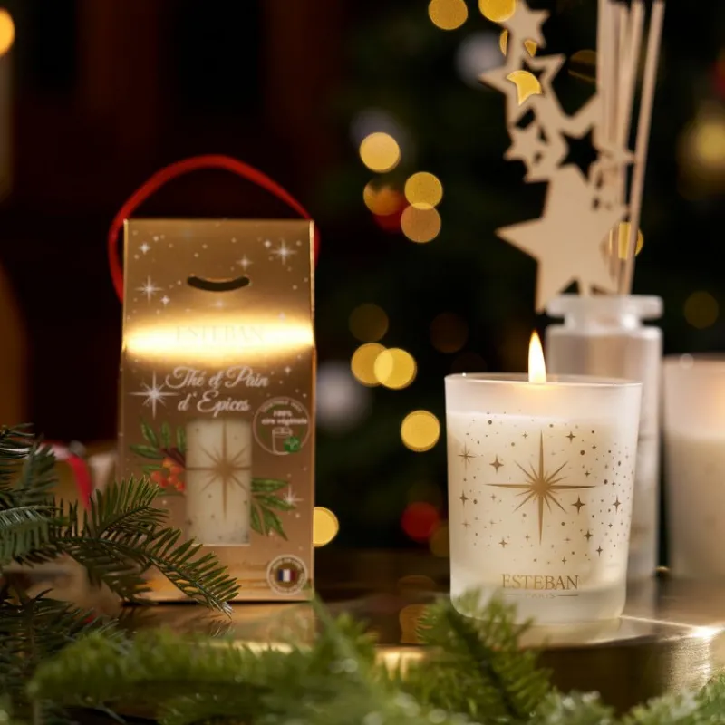 Bougies Parfumées|Bougies Décoratives<ESTEBAN Bougie parfumée 180g Thé et Pain d'épices,