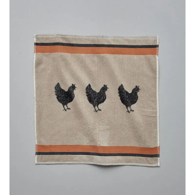 Torchons<Sylvie Thiriez Carré éponge Basse Cour,