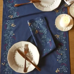 Chemins De Table<Sylvie Thiriez Chemin de table Lueur d'Hiver Bleu Ardoise,