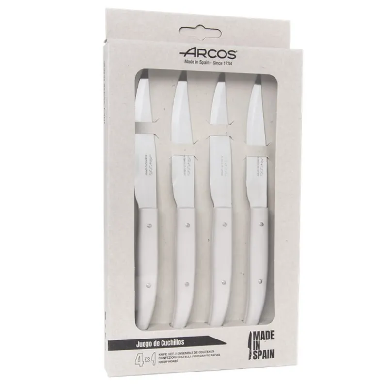 Couteaux<ARCOS Coffret 4 couteaux à Steak Microdenté Mesa Blanc,