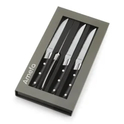 Couteaux<AMEFA Coffret 4 couteaux steak Achille Noir,