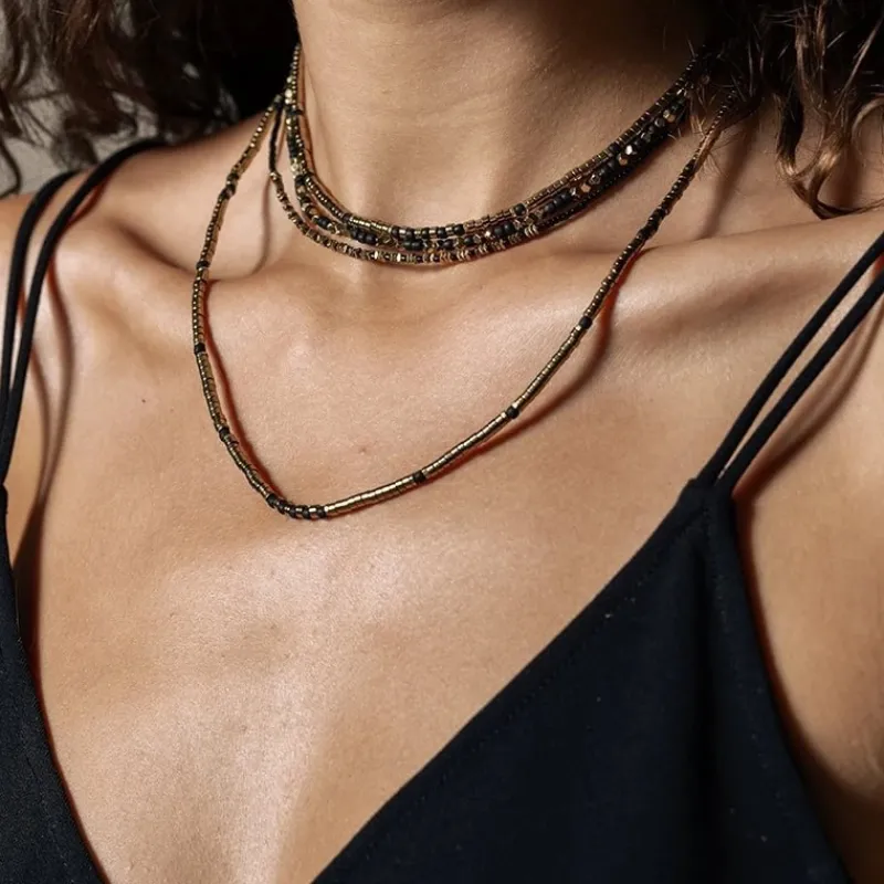 Les Bijoux<Têtes Blondes Collier et Bracelet 3 tours Toni Hématite Gold,