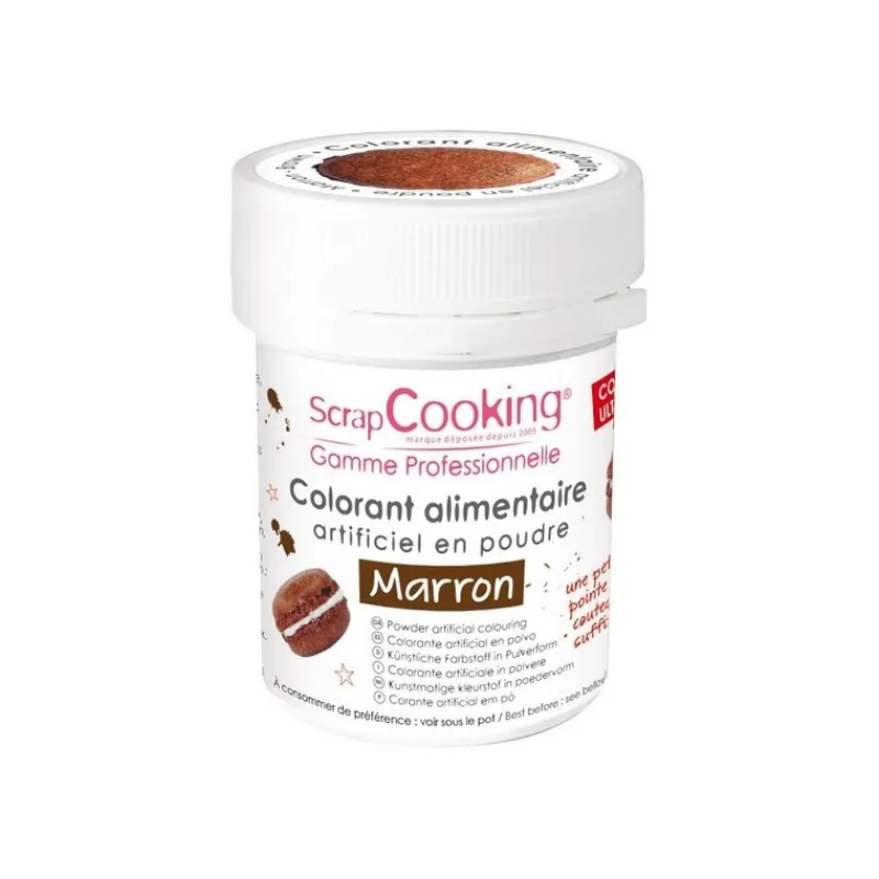 Les Macarons|Les Cupcakes<ScrapCooking Colorant artificiel en poudre Marron,