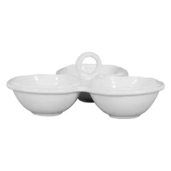 Les Plats Apéritif|Les Plats De Service<Côté Table Coupelle Triple en faïence blanc Darcy,