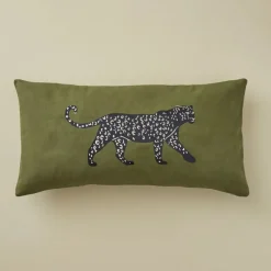 Coussins Et Rideaux<Sylvie Thiriez Coussin brodé Léo Kaki,