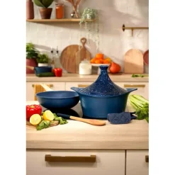 Plats À Tajines<COOKUT Couvercle Tajine bleu pour L'Incroyable Cocotte,