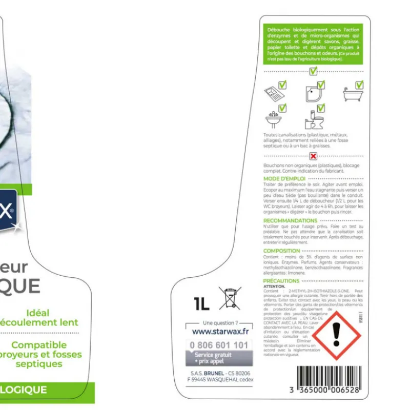 Écologiques|Cuisine<STARWAX Déboucheur biologique pour canalisations,