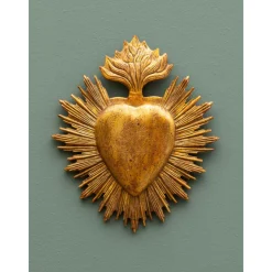 Décorations Murales<Chehoma Décoration Ex-Voto Coeur & Flamme Résine dorée,