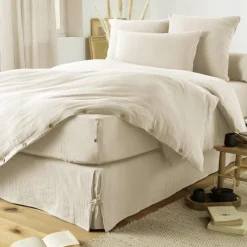 Draps Plats Et Draps Housse<L'effet papillon Drap housse Gaïa Pampa en gaze de coton,