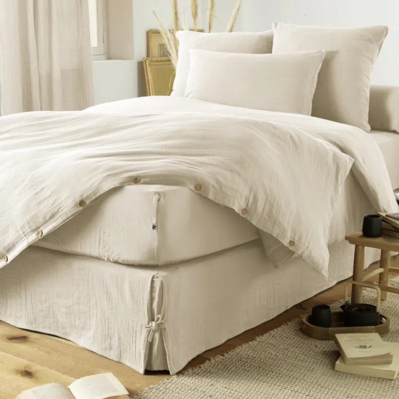 Draps Plats Et Draps Housse<L'effet papillon Drap housse Gaïa Pampa en gaze de coton,