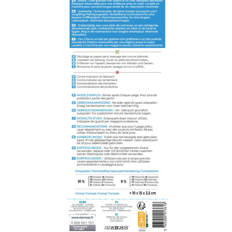 Brosserie<STARWAX Eponge Microfibre Gros Travaux,