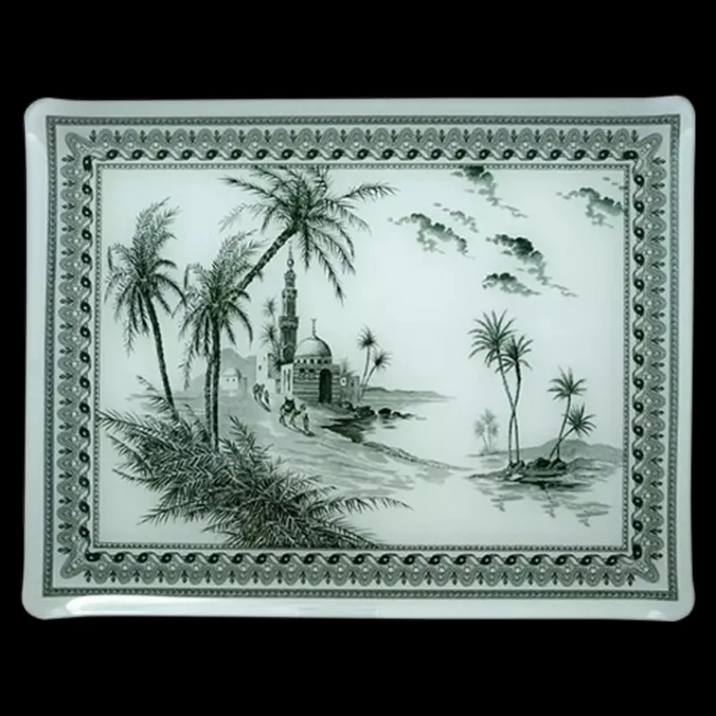 Les Plateaux<GIEN FRANCE Grand plateau acrylique Les Dépareillées Vert, Faïencerie de Gien