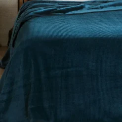 Plaids Et Couvre-Lits<Linder Jeté de lit Gaufré Bleu,