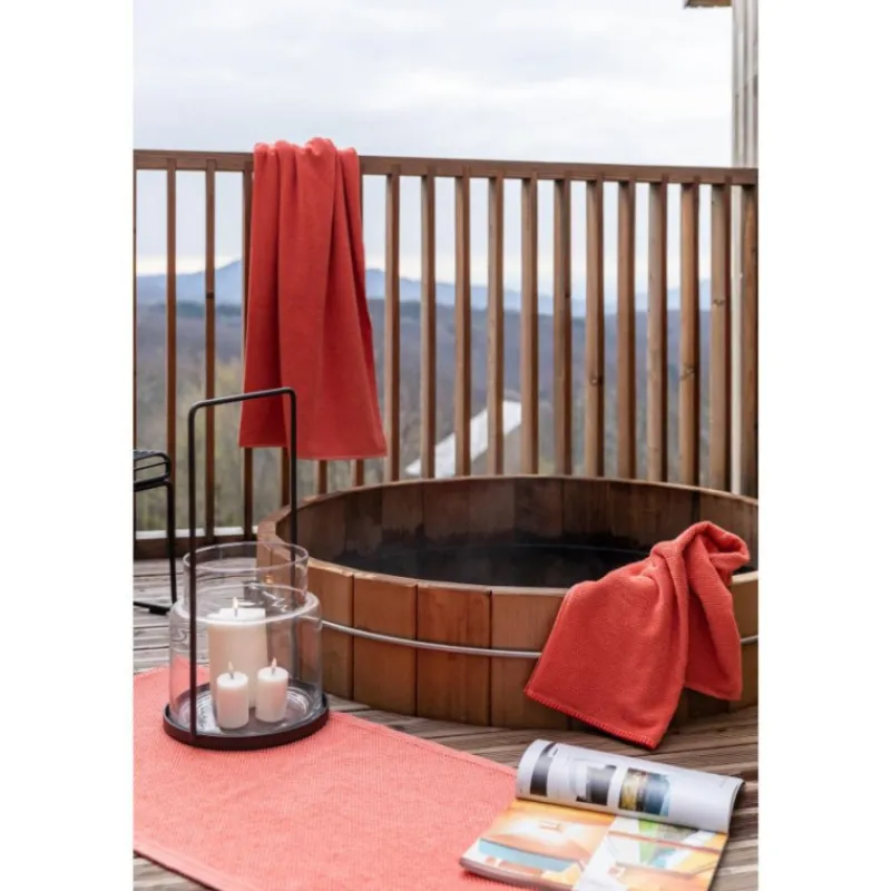 Serviettes|Draps De Douche<VIVARAISE Linge de toilette Bora Corail,