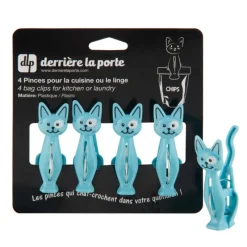 Brosserie<DERRIERE LA PORTE Lot de 4 pinces à linge Chat, Derrière la porte
