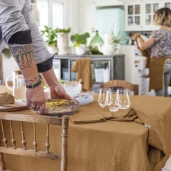 Nappes<L'effet papillon Nappe en Gaze de coton Gaïa Camel,