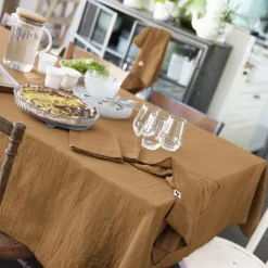 Nappes<L'effet papillon Nappe en Gaze de coton Gaïa Camel,