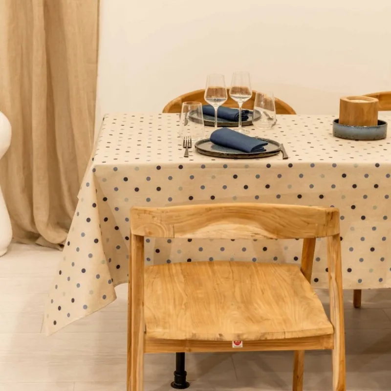 Nappes<Sud Etoffe Nappe enduite Lorette Navy,