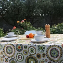 Nappes<Sud Etoffe Nappe enduite Mandala Emeraude,