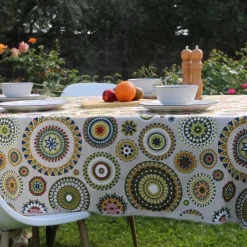 Nappes<Sud Etoffe Nappe enduite Mandala Emeraude,