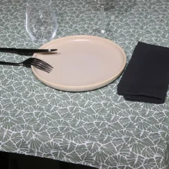 Nappes<Sud Etoffe Nappe enduite Oil Green Antibes,