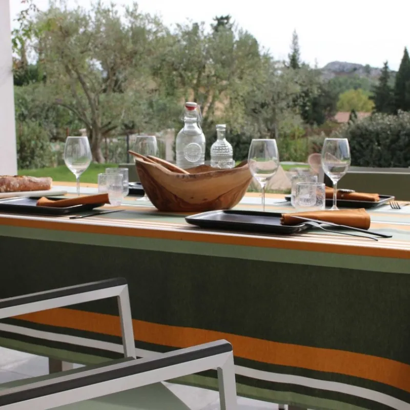 Nappes<Sud Etoffe Nappe enduite Oleron Oil Green,