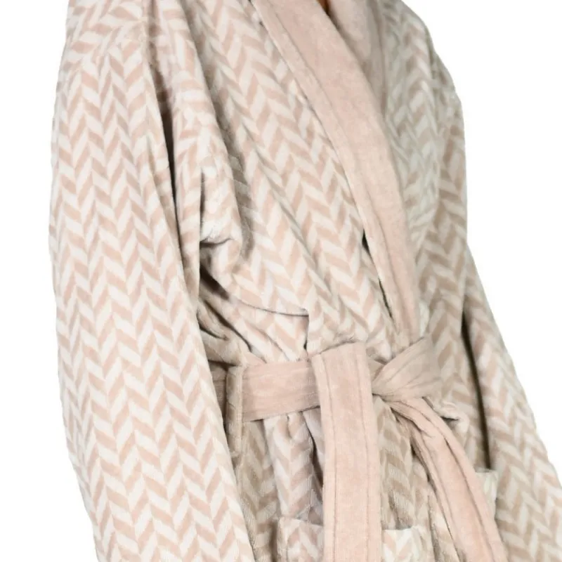 Peignoirs<SENSEI Peignoir col châle velours Chevron Sable,