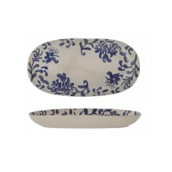 Les Plats De Service<Bloomingville Plat ovale Pétunia bleu en grès,