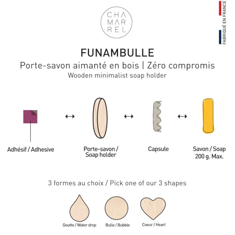 Coin Lavabo|Coin Douche Et Bain<Chamarrel Porte-savon aimanté goutte en bois ,