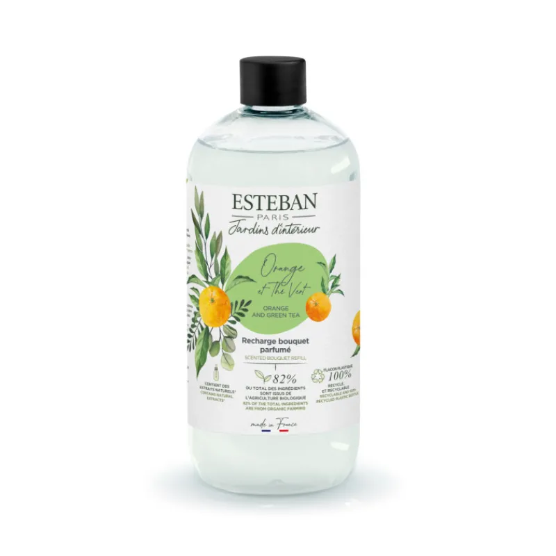 Parfums D'Intérieur<ESTEBAN Recharge de bouquet parfumé 500 ml Orange et Thé vert,