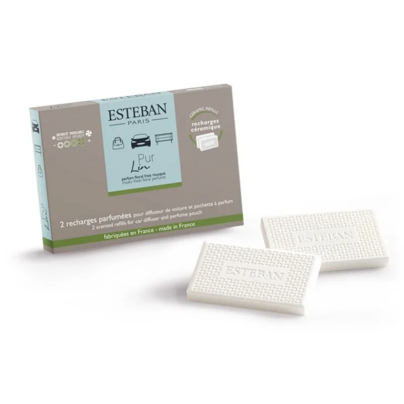 Diffuseurs De Parfum D'Intérieur<ESTEBAN Recharge parfumée pour diffuseur de voiture Pur Lin,