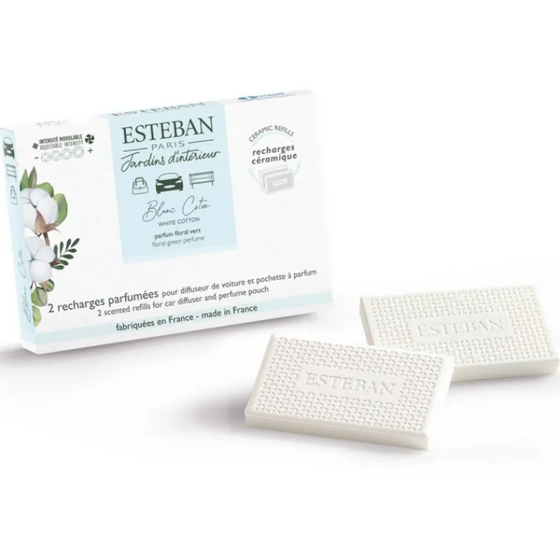 Diffuseurs De Parfum D'Intérieur<ESTEBAN Recharge parfumée pour diffuseur de voiture Blanc Coton,