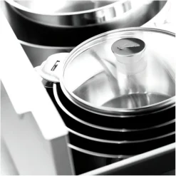 Sauteuses Inox<LAGOSTINA Sauteuse inox avec couvercle Salvaspazio+,