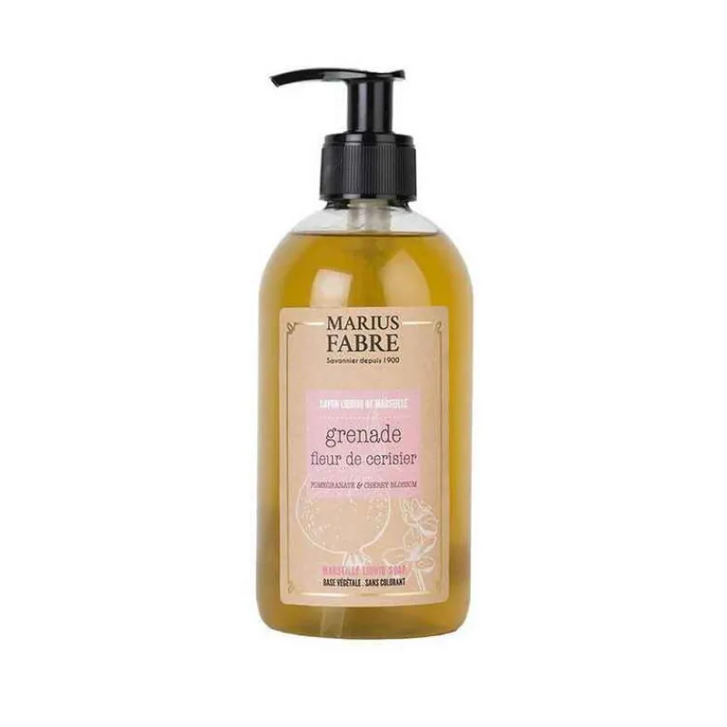 Les Soins|Coin Lavabo<Marius Fabre Savon liquide de Marseille Fleur de cerisier Grenade,