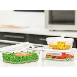 Boîtes Repas Et Accessoires|Boîtes Hermétiques<PEBBLY Set de 3 boites rectangulaires en verre ,
