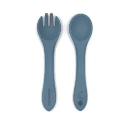 Les Couverts Pour Enfant<The Cotton Cloud Set de cuillère et fourchette colorées en silicone,