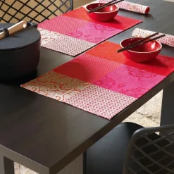 Sets De Table<LE JACQUARD Français Set de table Fleurs de Kyoto Cerise,