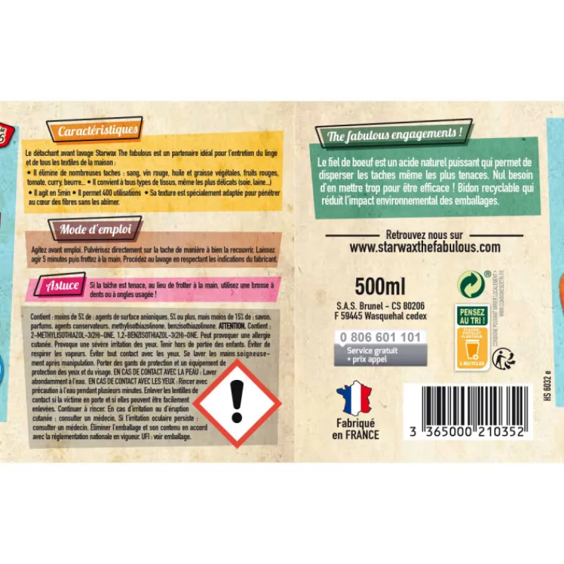 Textiles|Écologiques<STARWAX Spray détachant au fiel de boeuf, Fabulous