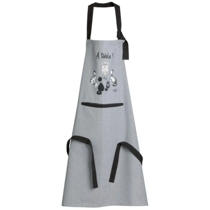 Tabliers Et Toques<Winkler Tablier de cuisine Dubout Chat Horloge gris,